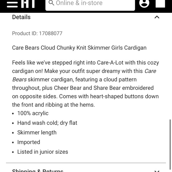 Care Bears Cloud Chunky Knit Skimmer Cardigan - Picture 4 of 11